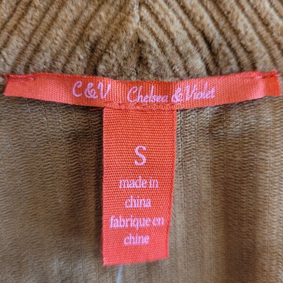 Corduroy Mini Skirt Size S Brown Button Front Unlined Cotton Chelsea & Violet - Picture 6 of 12